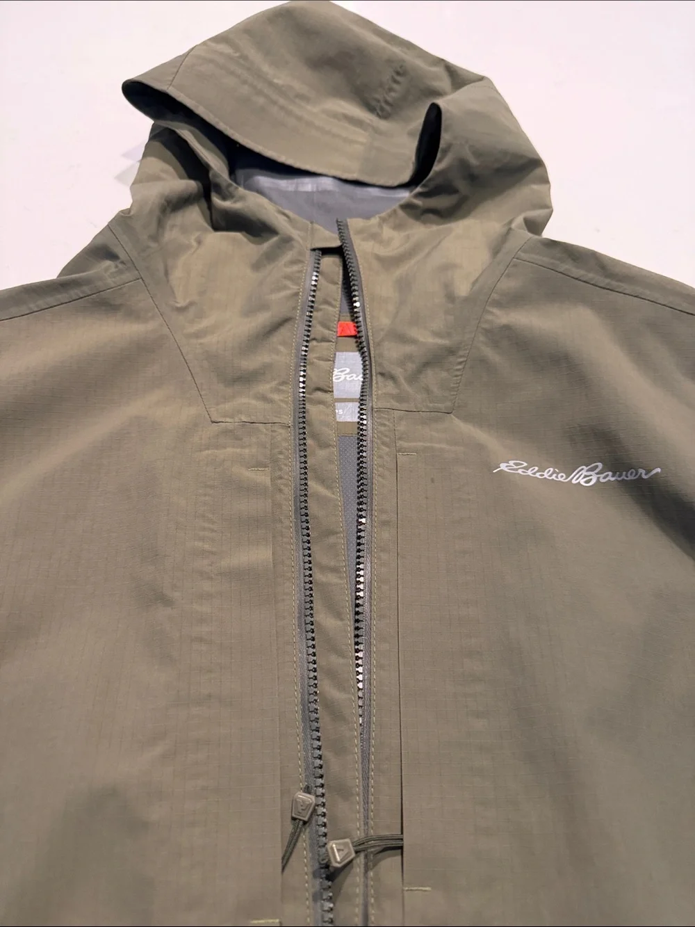 Eddie Bauer Olive Hooded Waterproof Shell Jacket